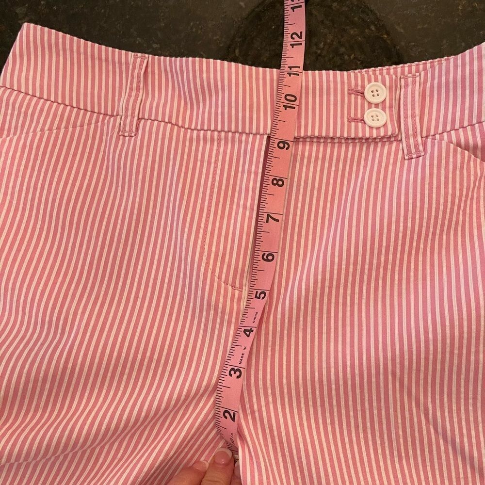 Jones NY Sport Seersucker Sz 4 Pink Striped Fly Front Shorts - Picture 10 of 11